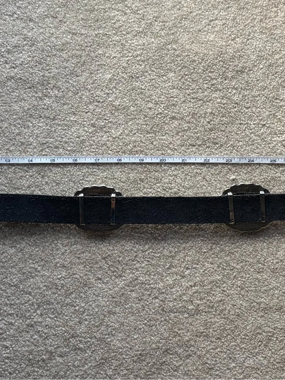 R.J. Graziano Black Leather Belt with Turquoise Conchos